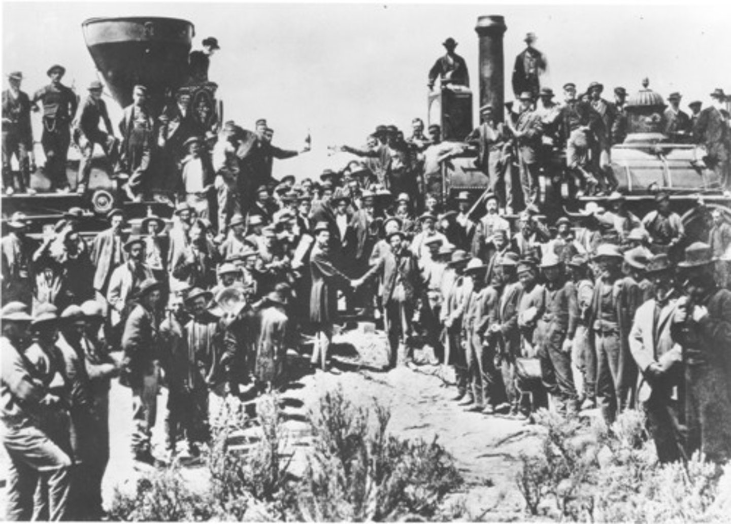 <p>Completed in 1869 at Promontory, Utah, it linked the eastern railroad system with California's railroad system, revolutionizing transportation in the west</p>