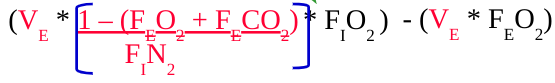 \-oxygen consumpion

\-resting= 250 mL/min

\-equal to inspired - expired O₂ volumes