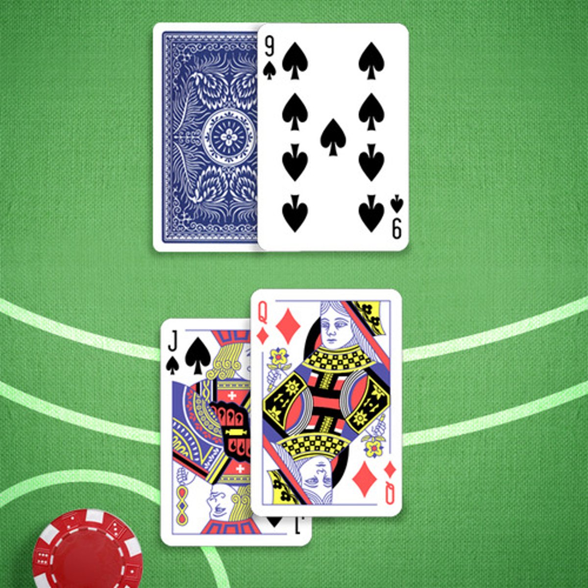 <p>You: 10,10</p><p>Dealer's Upcard: 9</p>