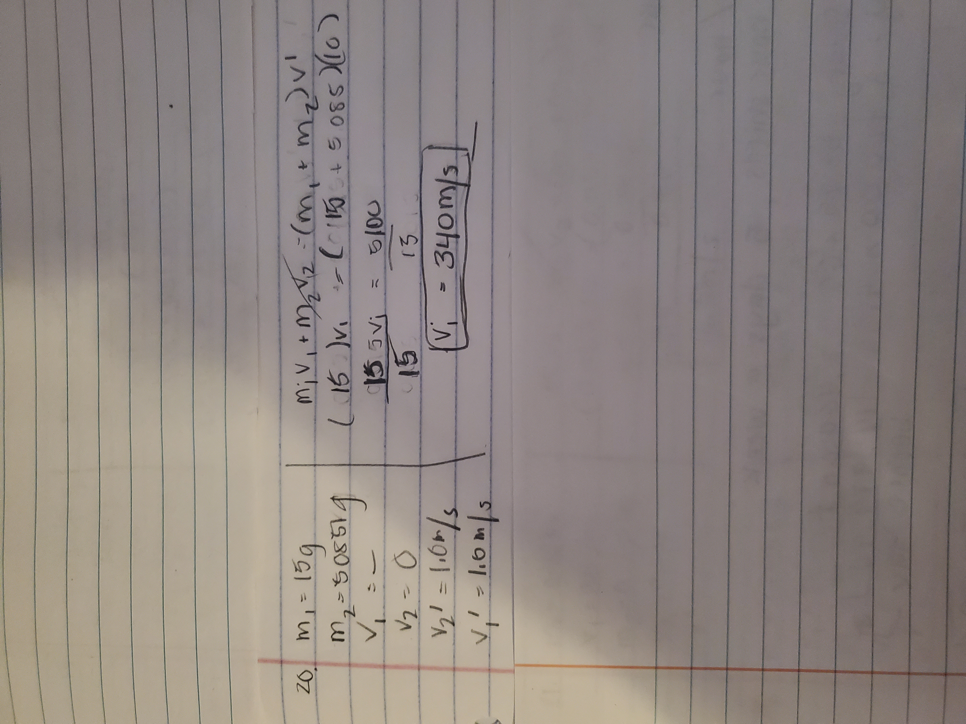 <p>This problem also utilizes the conservation of momentum principle, whereby the momentum of the bullet before the collision equals the combined momentum of the bullet and block after the collision. The initial velocity of the bullet can be found using the formula: (mass of bullet * initial speed of bullet) = (mass of bullet + mass of block) * final speed. </p>
