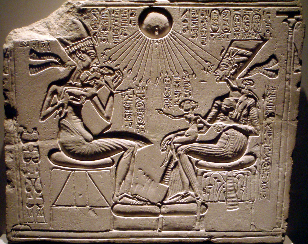 <p>Akhenaton, Nefertiti, and three daughters</p>