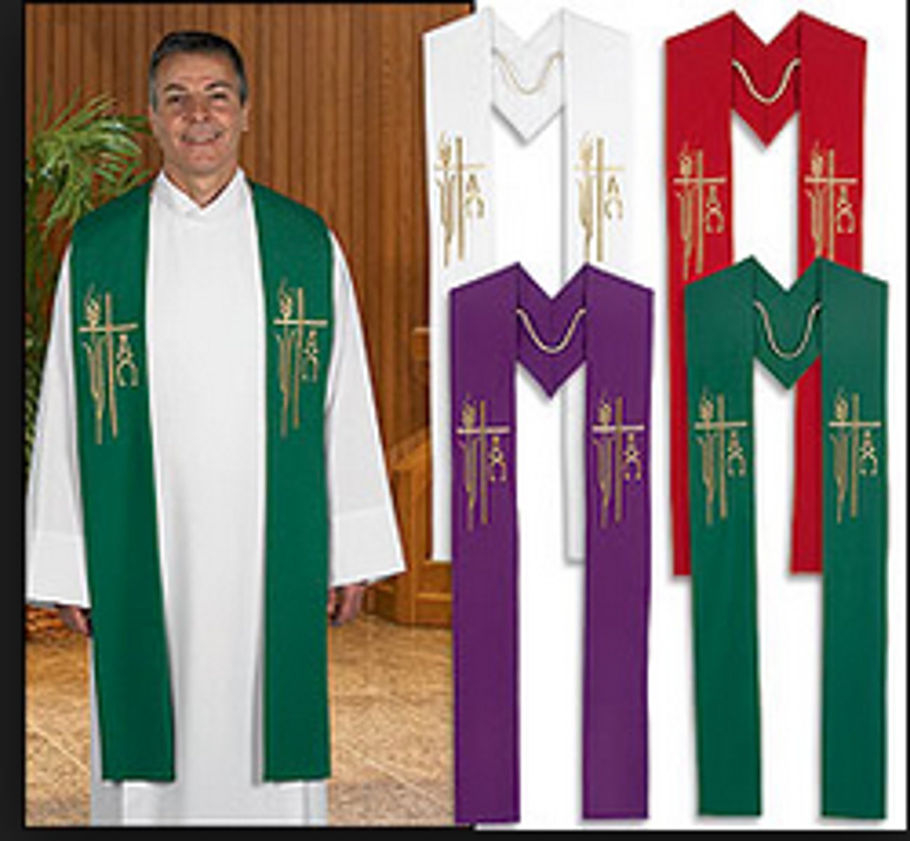 <p>worn by priest</p><p>sign of priest's authority</p>