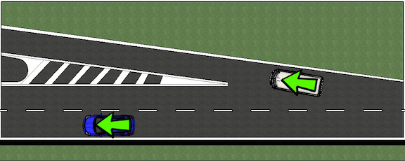 <p>Solid white lines</p>