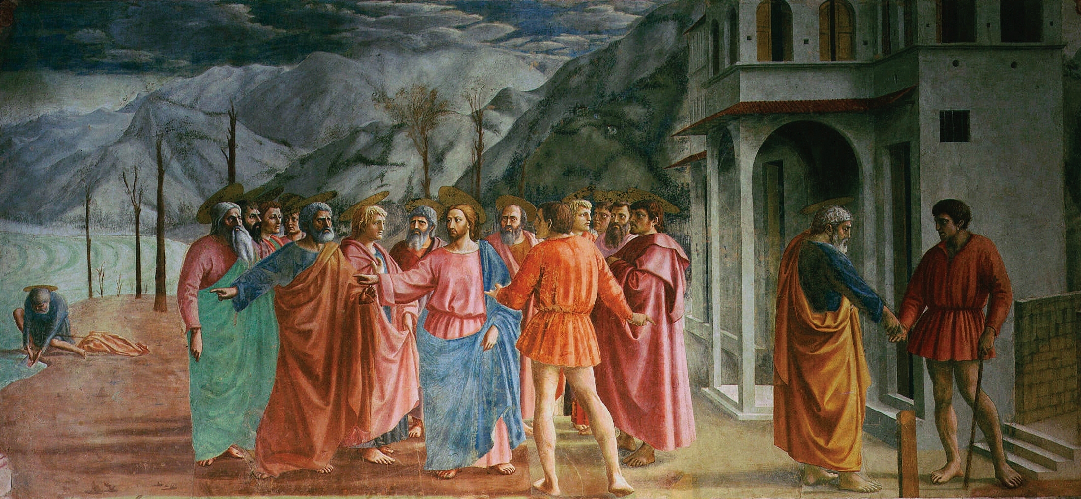 <p>Fresco in Sta. Maria della Carmine Brancacci Chapel, Florence</p>