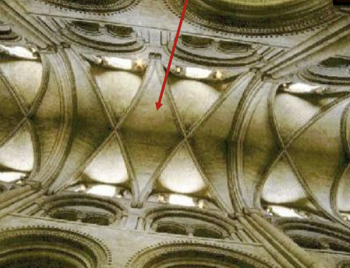 <p>A rib vault divided into seven parts per bay</p>