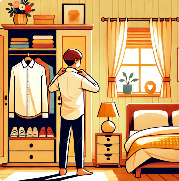 <p>To get dressed</p>