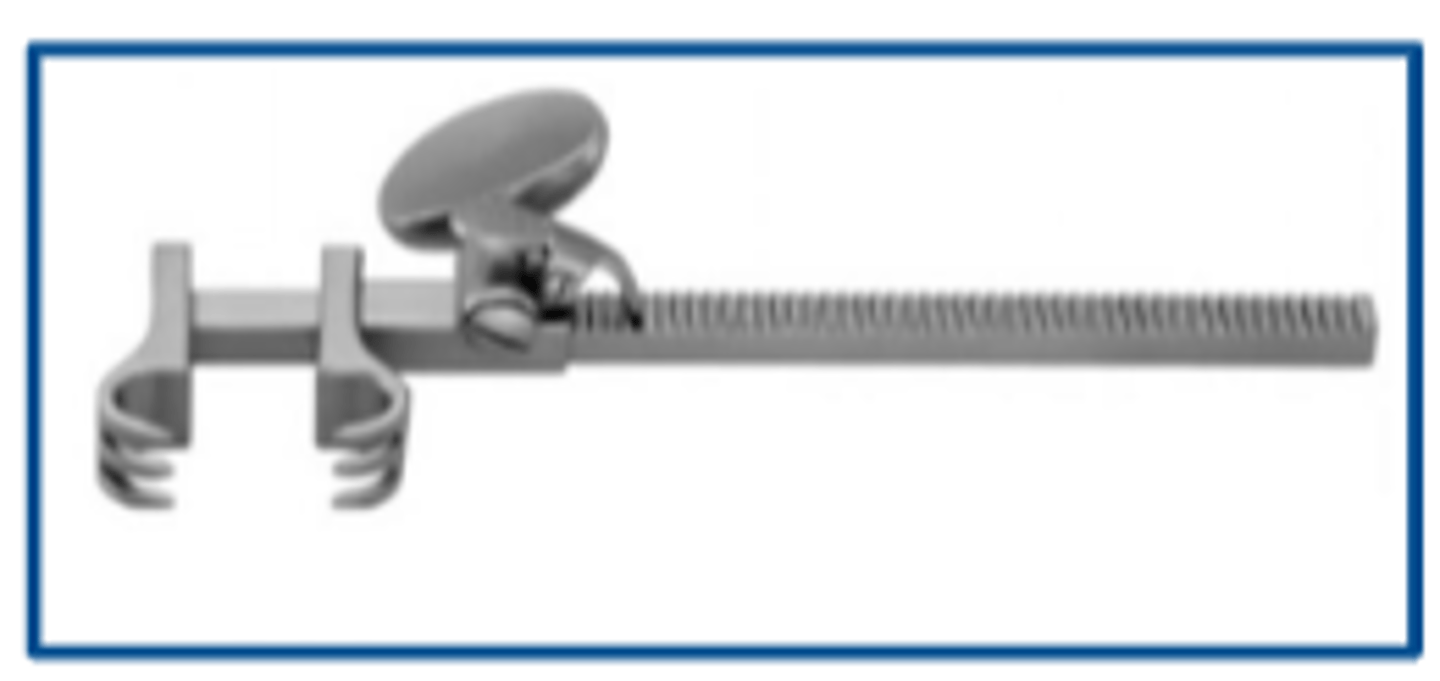 <p>What instrument is being used to appose the ribs to tie remaining sutures?</p>