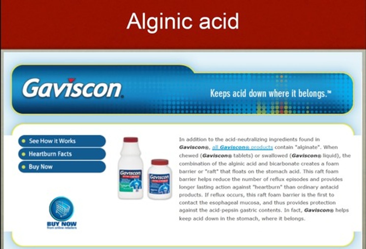 <p>Gaviscon</p><p>= both lower sx AND endo healing</p><p>MOA: reacts w saliva to form viscous solution that acts as mucosal barrier</p>