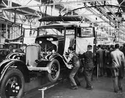 <p>mass production with each worker assigned a specific task; e.g., automobile assembly lines in the early 20th century</p>