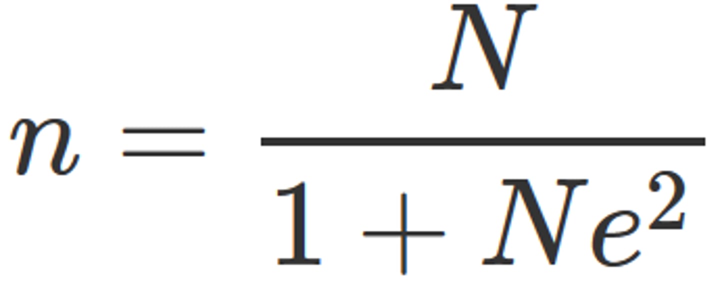 <p>determine the sample size of the population</p>