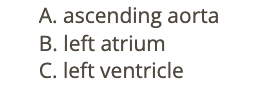 <p>a) left atrium</p>