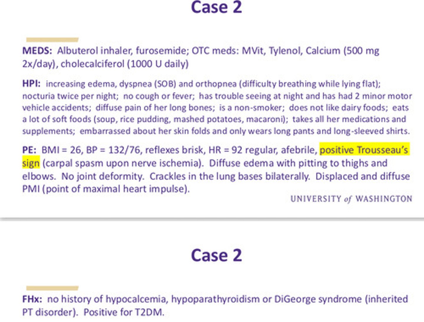 <p>note that in PE we see a positive trousseau's sign (carpal spasm upon nerve ischemia)</p>