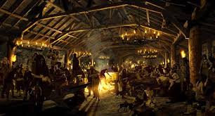 <p>a large hall where warriors and the community gathered for meals, drinking mean, and festivities.</p>