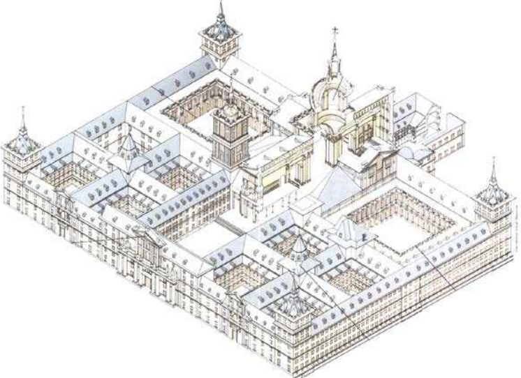 <p>• Austere group of buildings, composed of the monastery, college, church and palace with state apartments</p>