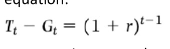 <p>Surplus of (1+r)^t-1</p>