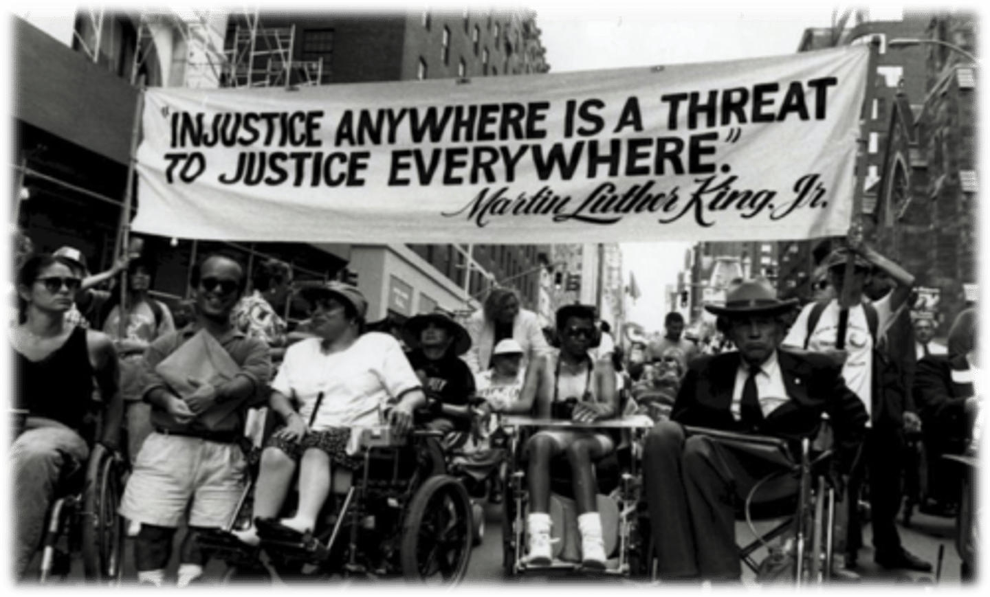 <p>Passed by Congress in 1991, this act banned discrimination against the disabled in employment and mandated easy access to all public and commerical buildings</p>