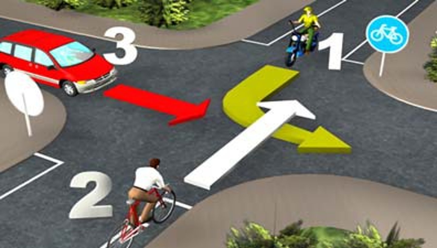 <p>Observe the right-of-way of vehicle 3.</p>