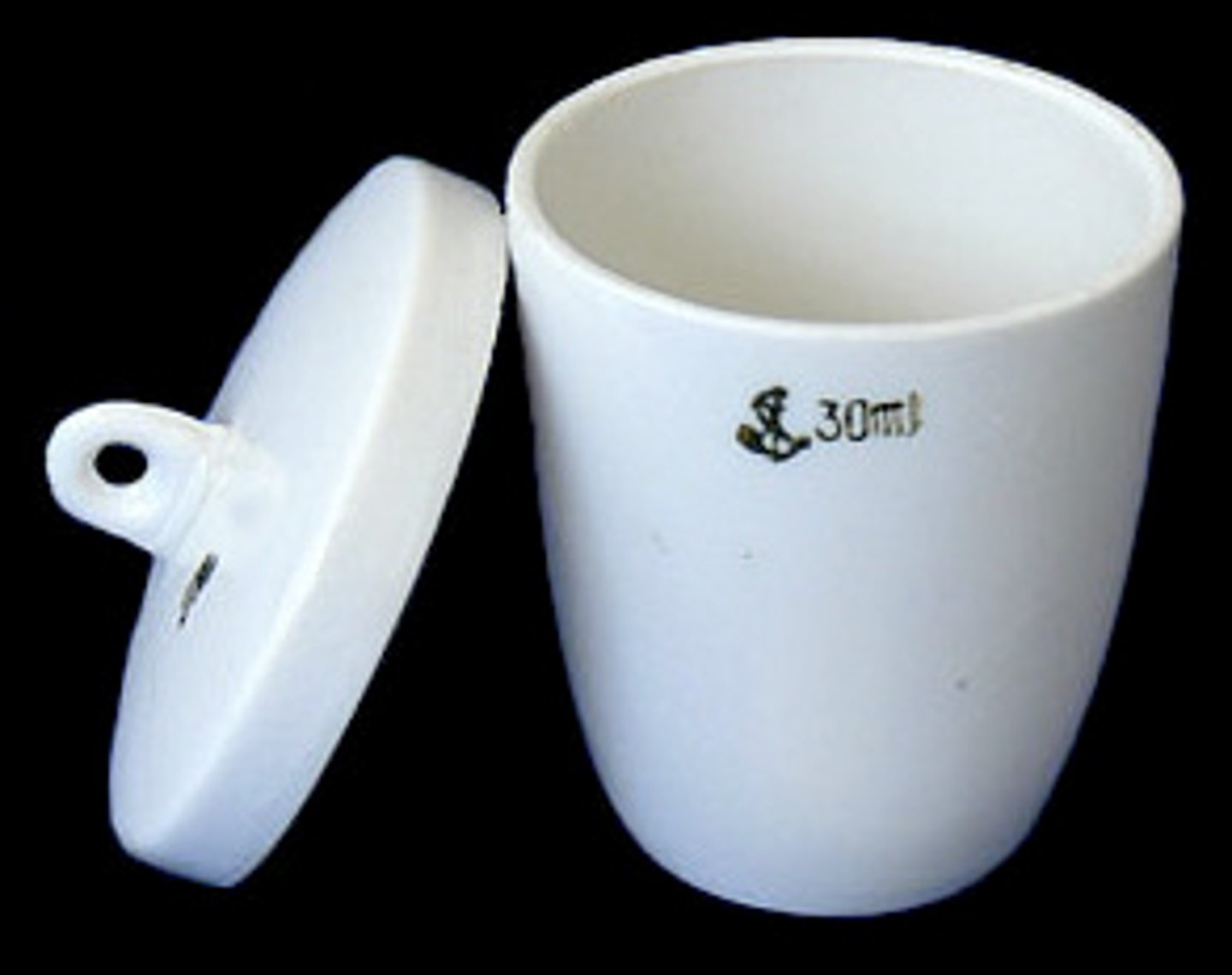 <p>A clay cup and cover that is used to heat samples strongly over a bunsen burner. The cover is left ajar to prevent spattering of the contents.</p>