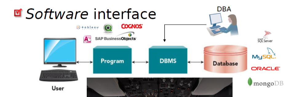 <p>a program through which users interact with the data stored in a database</p>