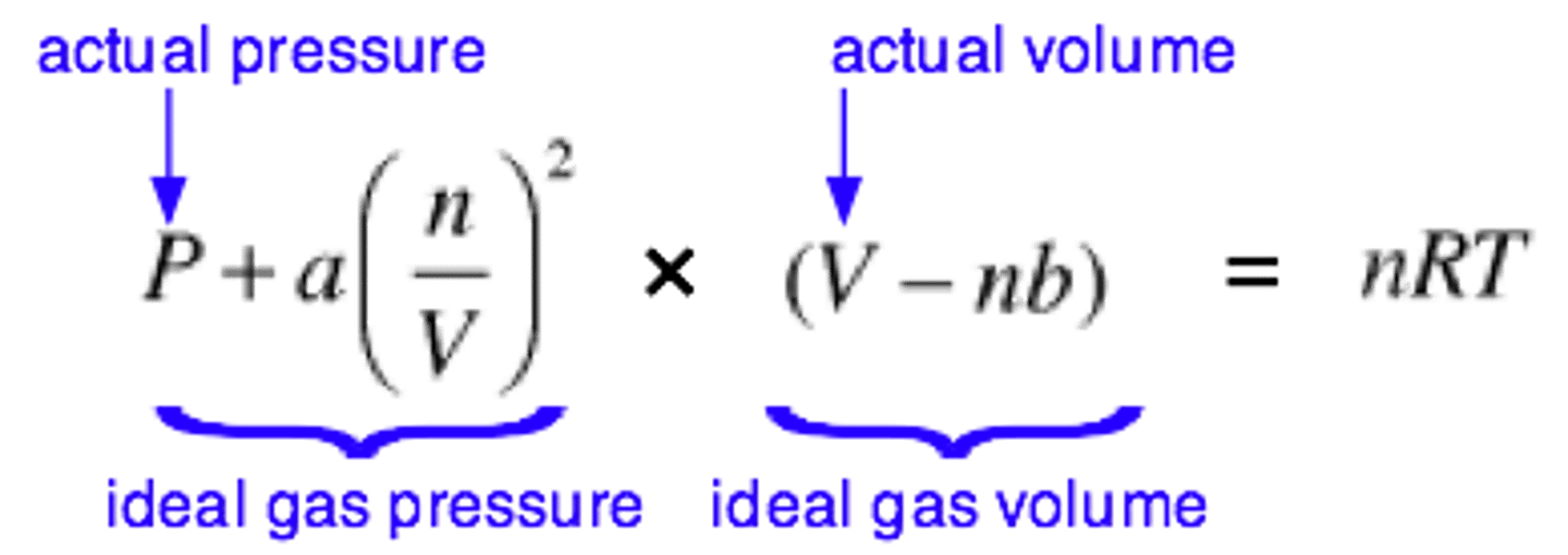 <p>Using van der Waal's equation which adds to the formula of ideal gas, some factors occurred in real life e.g.: particles have volume, there is interaction btw. the molecules, and thus there are less molecules and energy which collide on the walls of the container and form pressure.</p><p>(constant a = correction for the intermolecular force, constant b = correction for the volume of particles).</p>