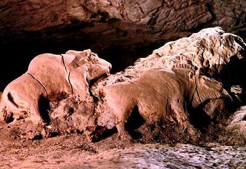 <p>a prehistoric cave painting located in France, depicting bison and notable for its detailed representation of the animals ( a mixture of both high and round relief) </p>