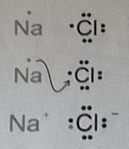 <p>the attraction between oppositely charged atoms (ions); usually metal and nonmetal (metal transfers electrons to nonmetal). Forms ionic compounds and salts (example: NaCl and LiF). (Cation: pos, Anion: neg)</p>