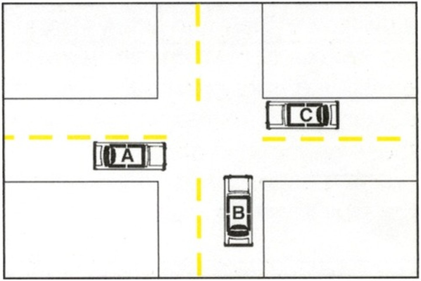 <p>B) yields to both "B" and "C"</p>