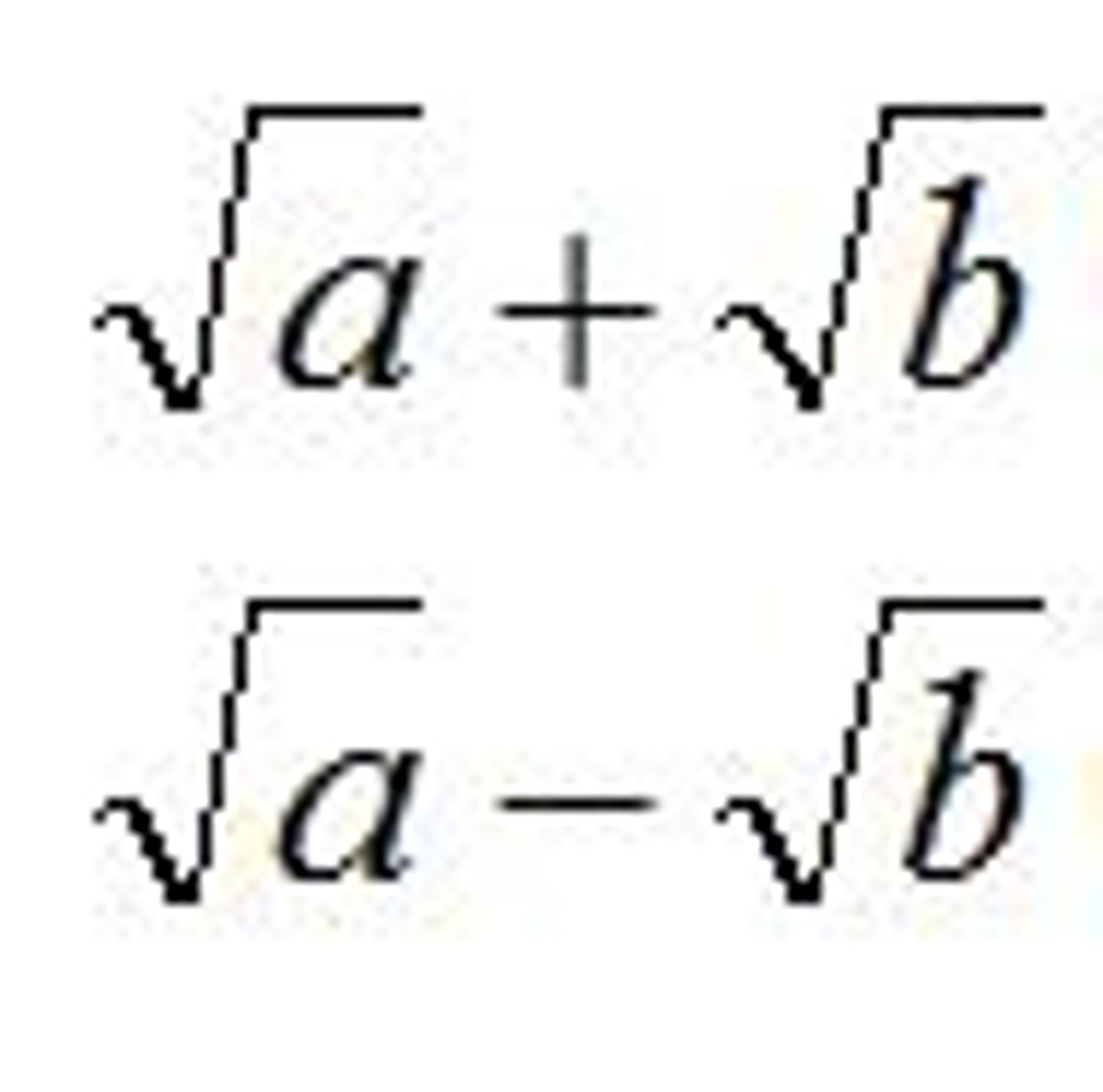 <p>The sum and the difference of the same two terms</p>