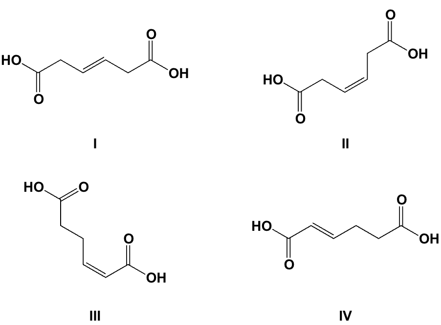 <p>Which is the correct structure for Z-3-hexenedioic acid?</p>