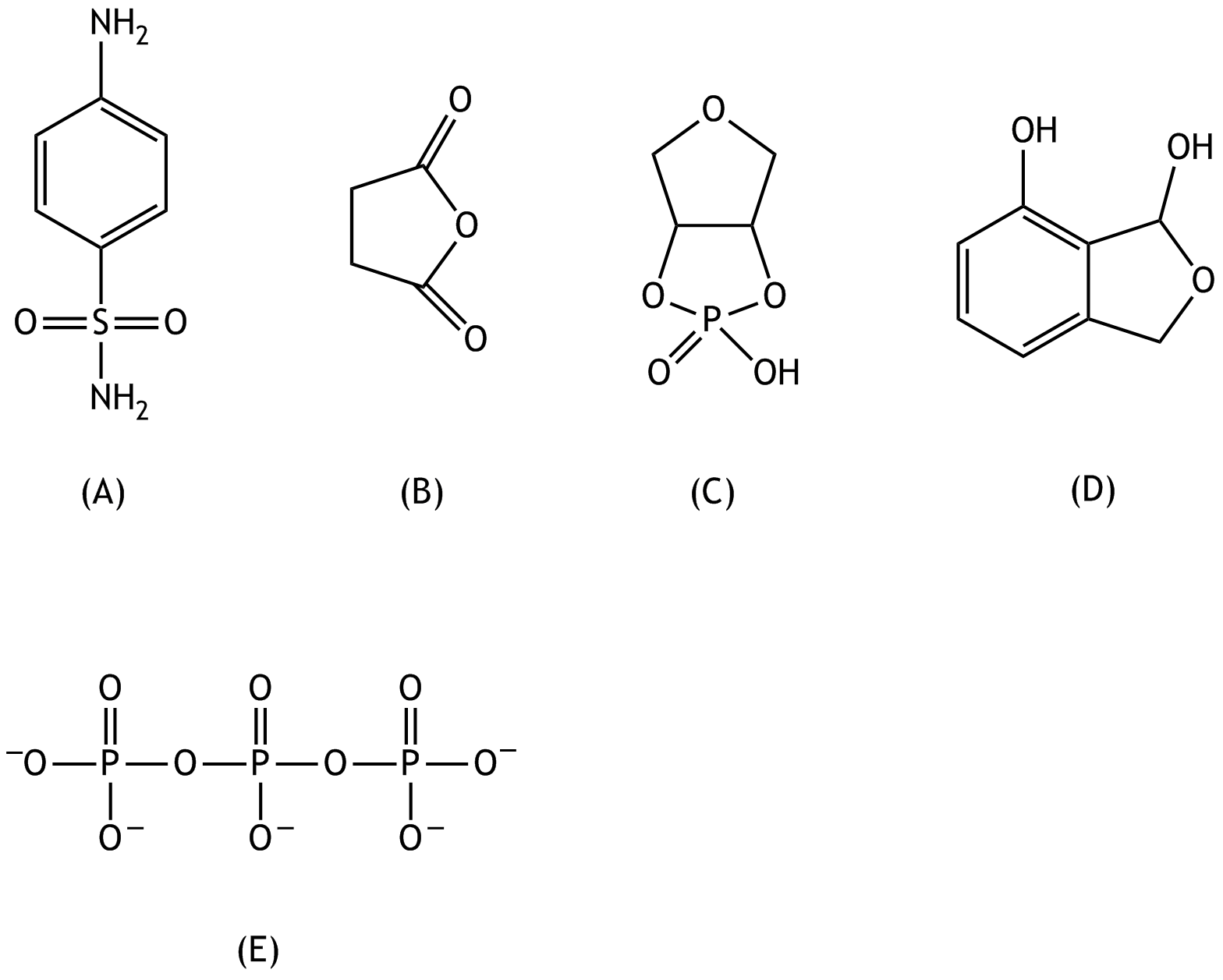 <p>8. For which of the following compounds (A) to (E) does it best apply that it belongs to the group of esters?</p>