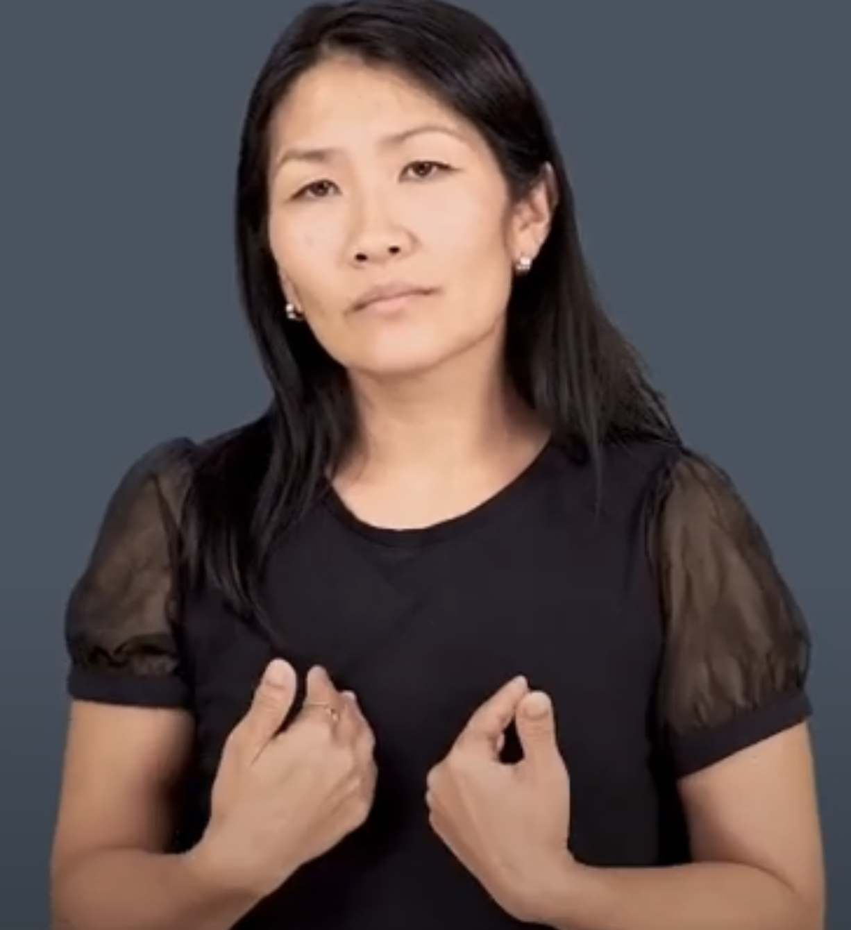 <p>start with wrists out then fold them down</p>