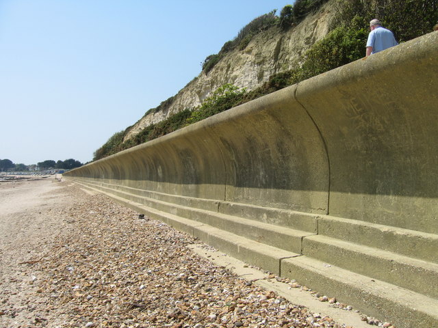 <p>a wall that breaks the power of incoming waves, their curved tops push waves back out to sea</p>