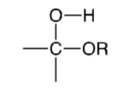 <p>OH and OR attached to same carbon atom</p>