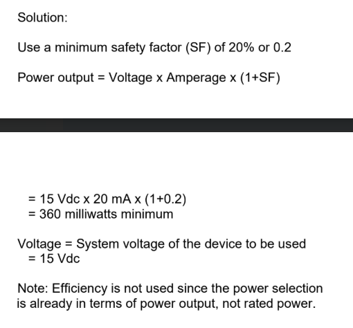 <p>B. 365 milliwatts, 15 Vdc </p>