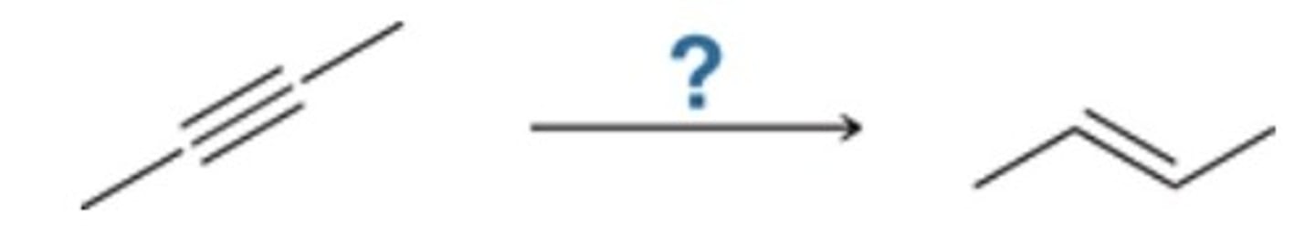 <p>Which reagents will achieve the following transformation?</p><p>H2, Pt</p><p>NaNH2/NH3</p><p>Na, NH3</p><p>H2, Lindlar's catalyst</p>
