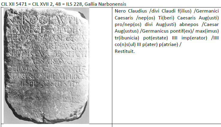 <p>CIL XII = CIL XVII = ILS Gallia Narbonensis</p>