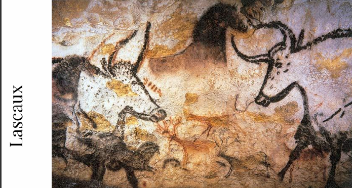 <p>Shortest stone age but had the most artifacts</p><ul><li><p>prehistoric cave paintings (similar motifs in Europe, Peru, etc)</p></li></ul><p>Ex. Lascaux Grotto, Chauvet, Altamira</p><ul><li><p>Parietal paintings = latin for cave wall paintings, lots of aurocs (large cattle) and other animals like horses, European rhinos, mammoths, etc</p><ul><li><p>Incision &amp; spray techniques</p></li></ul></li><li><p>There were also tools like leaf blades, bone harpoons, and pendant with carved deer</p></li><li><p>Statues ex. Lion-man of Hohlenstein-Stadel (oldest confirmed statue; ritualistic function) and statues of Venus (represent fertility)</p></li></ul><p></p>