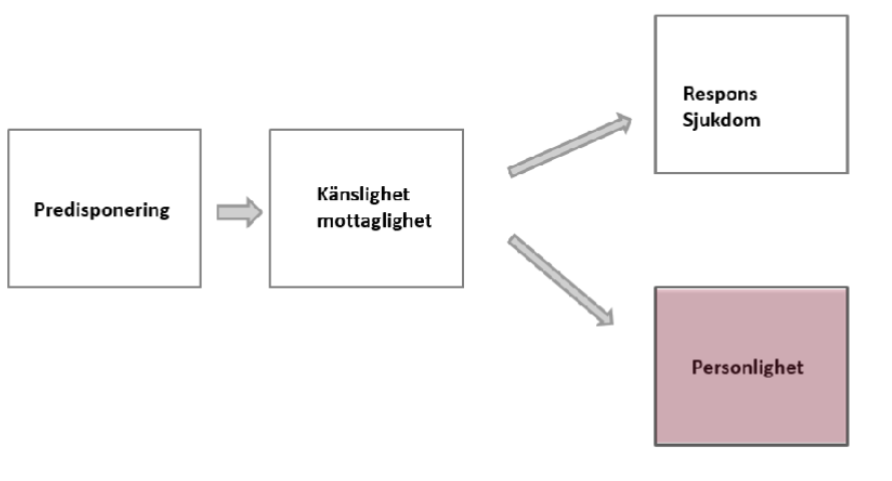<p>Förklarar ur ett biologiskt perspektiv, genetiska faktorer kan påverka både personlighet och sjukdom. </p><p>Exempel: vissa gener kan kopplas till både neuroticism och ökad risk för hjärt-kärlsjukdom </p><p>mer fokus på ärftlighet och biologiska mekanismer </p>