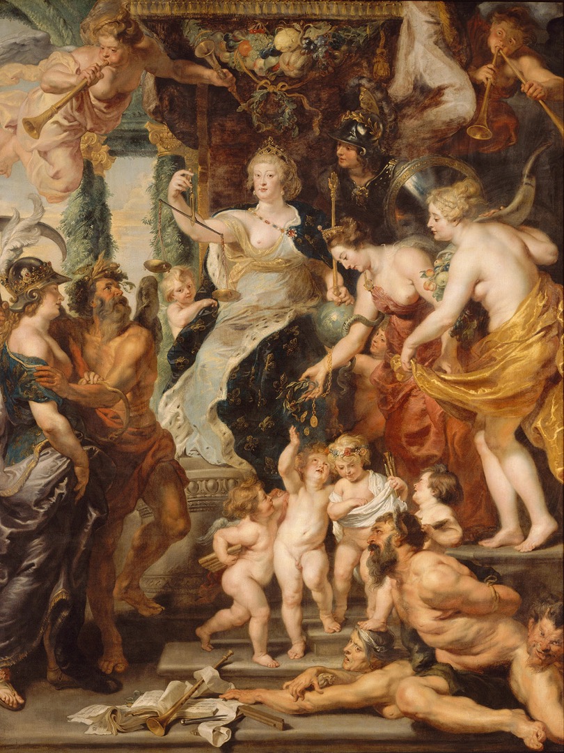 <p><span><strong>Peter Paul Rubens, <em>The Felicity of the Regency</em></strong>, 1625. Oil on canvas, 12 ft. 11½ in. × 9 ft. 7 in. (3.95 × 2.92 m). Musée du Louvre, Paris.</span></p>