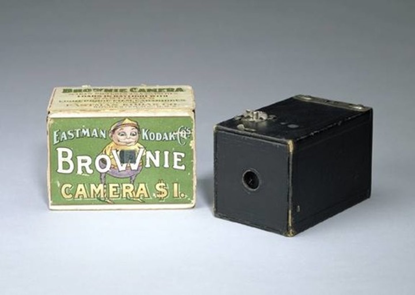 <p>George Eastman<br>Marketed to children<br>used by soldiers<br>very simple point and shoot camera<br>first affordable camera<br>shows how war and technology influence each other</p>