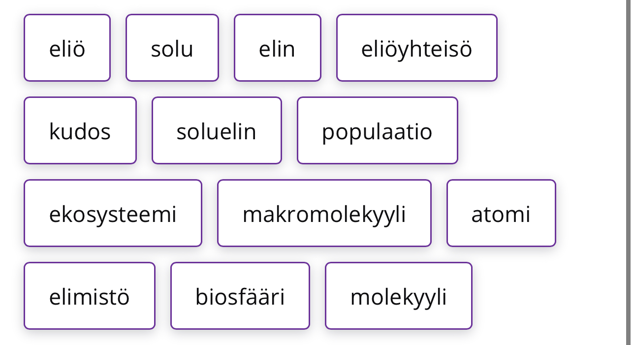 <p>Järjestä suuruusjärjestykseen pienimmästä isoon</p>