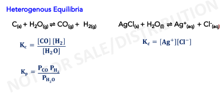 <p>refers to reactions where reactants and</p><p>products are of different phases</p><p>- The concentrations of pure solids, pure</p><p>liquids and solvents do not appear in</p><p>the equilibrium constant expressions.</p>