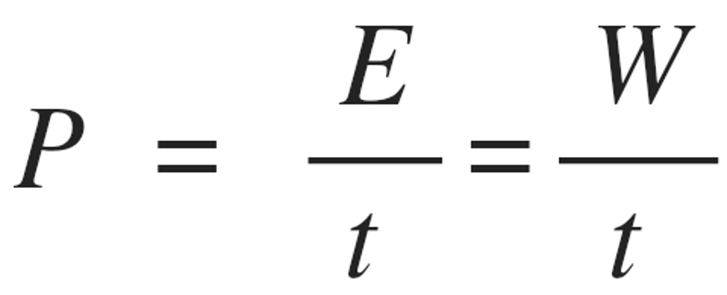 <p>P = W/t = ΔE/t</p>