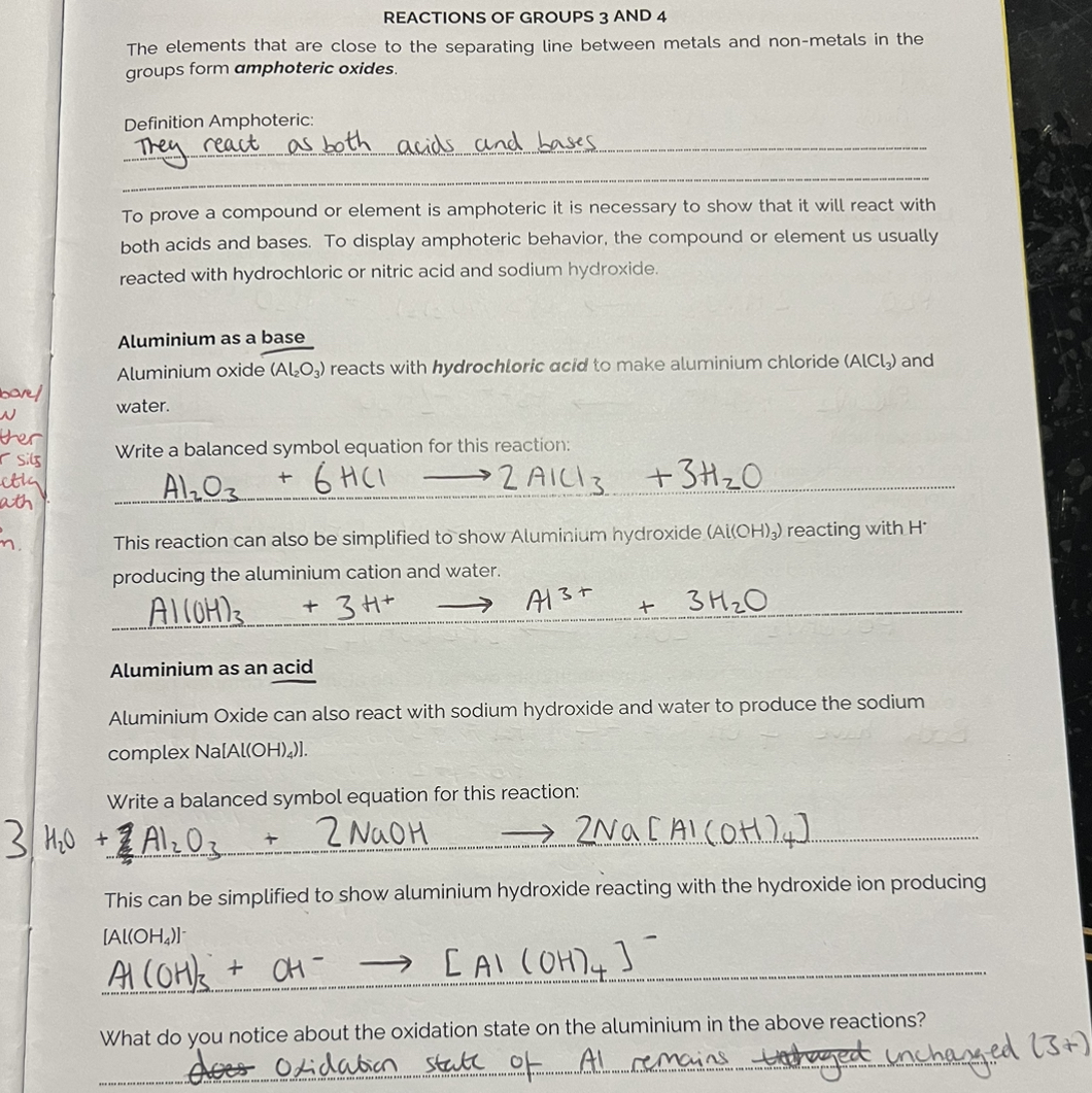 <p>Spectator ions do not get involved in reactions (their oxidation state doesn’t change).</p><p>Acids donate H+ and Bases accept H+.</p>