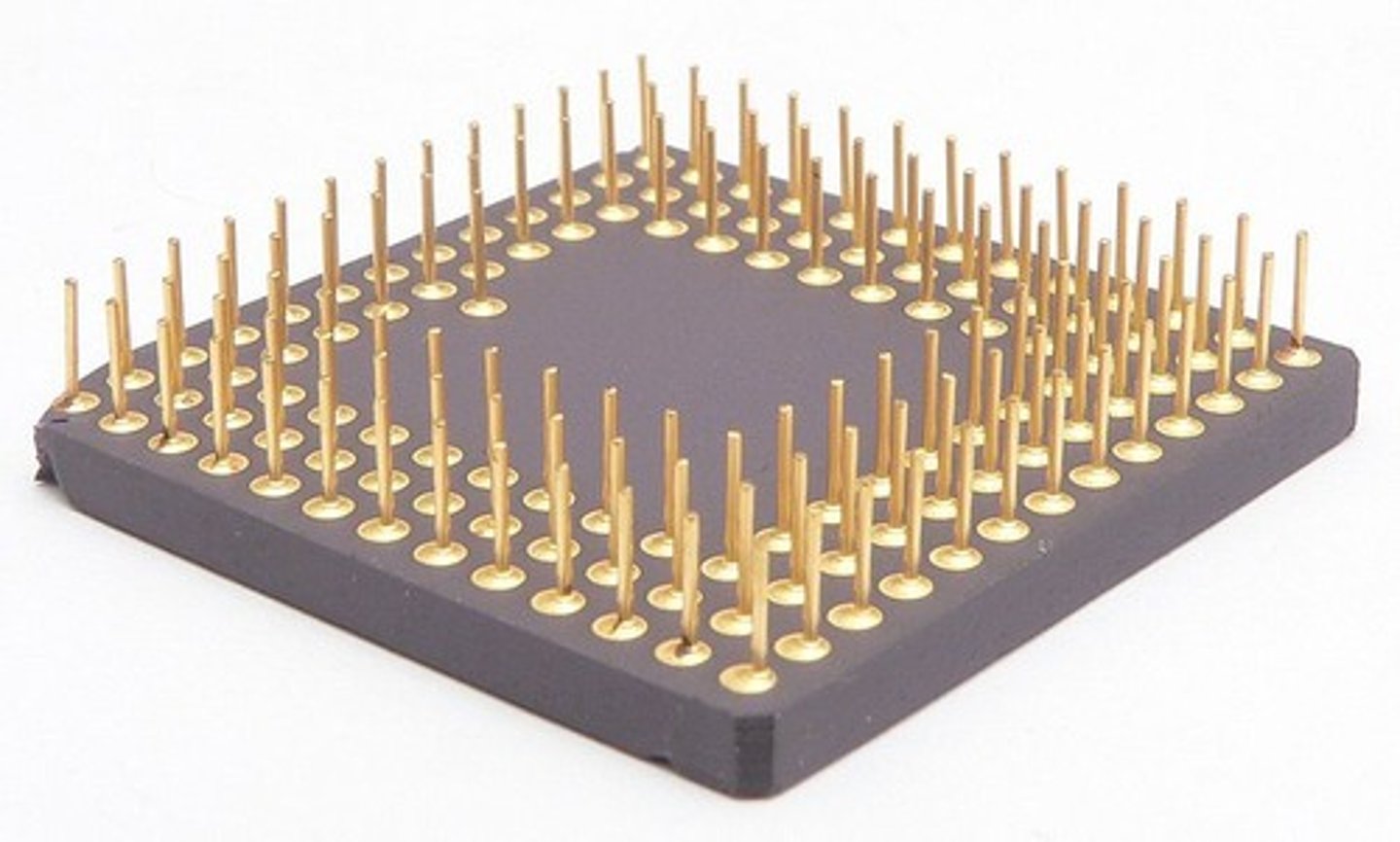 <p>-Many pins that are underneath the CPU</p><p>-CPU socket matches the pins on the CPU</p><p>-Plugs into a ZIF socket</p><p>-Possible damage to the CPU if not inserted correctly</p>