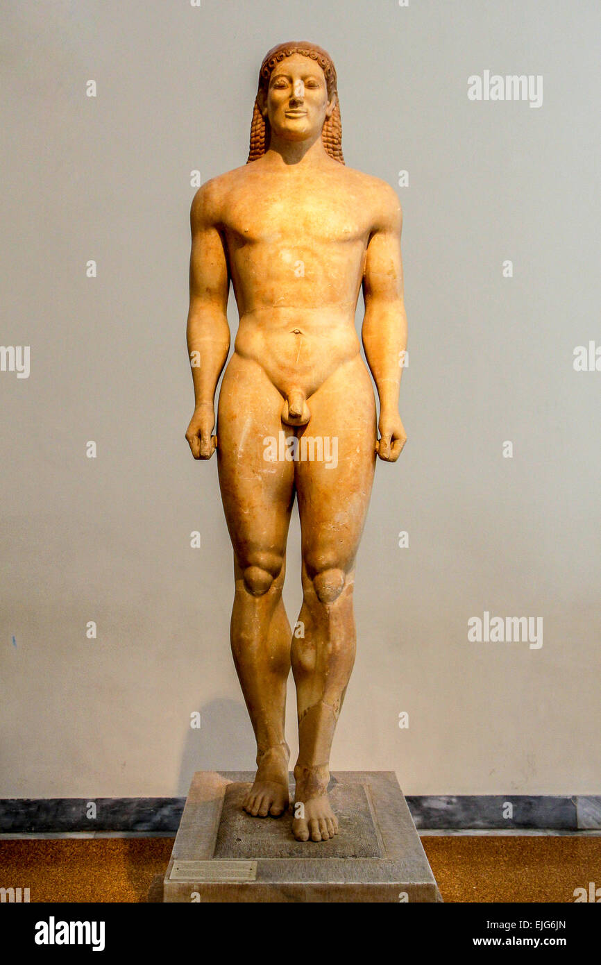 <p>Bronze, Age, Archaic, and Classical Greek Art: anavysos kouros (archaic)</p>