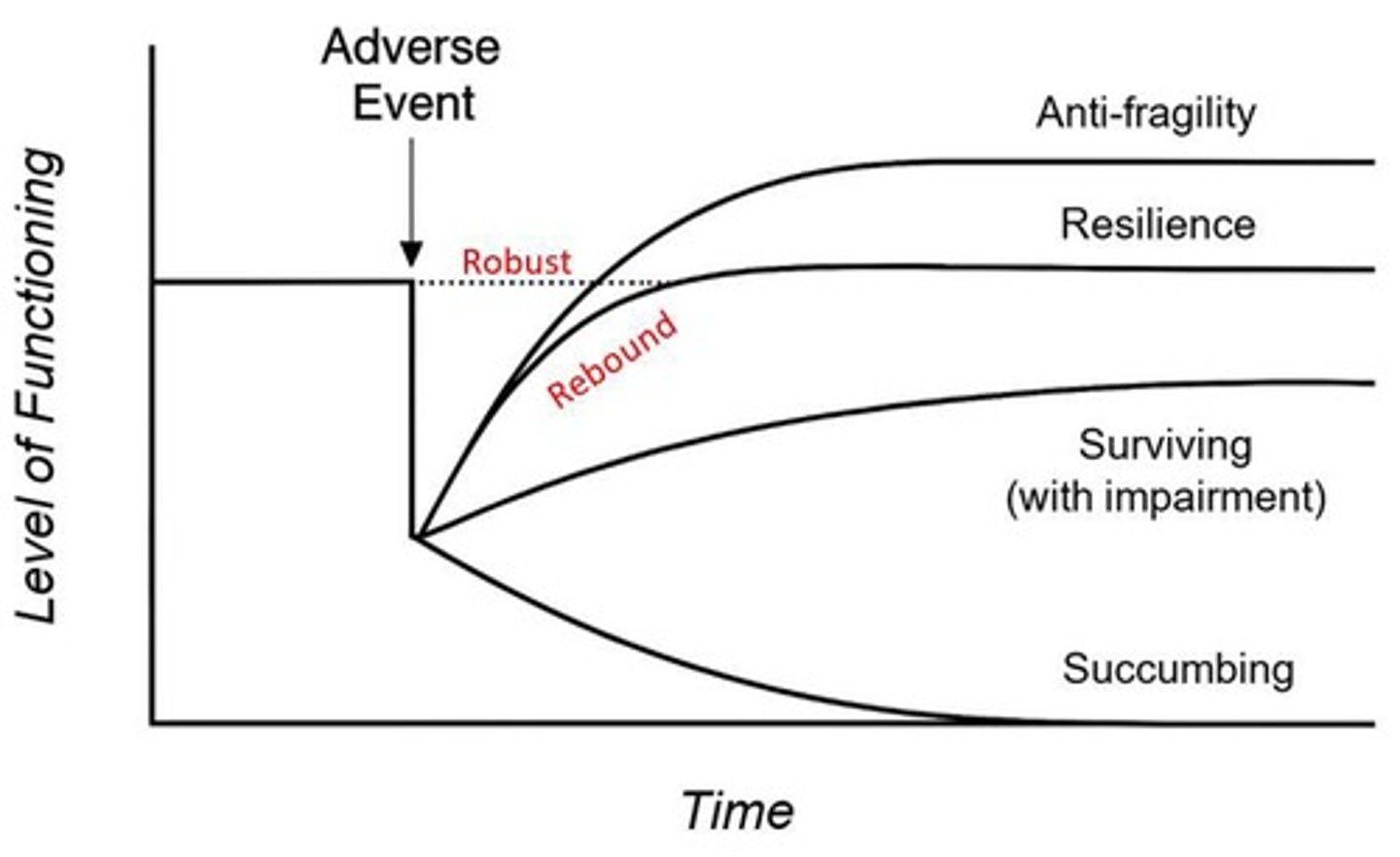 <p>Anti-fragility refers to the ability to thrive and grow stronger in response to challenges and adversity.</p>
