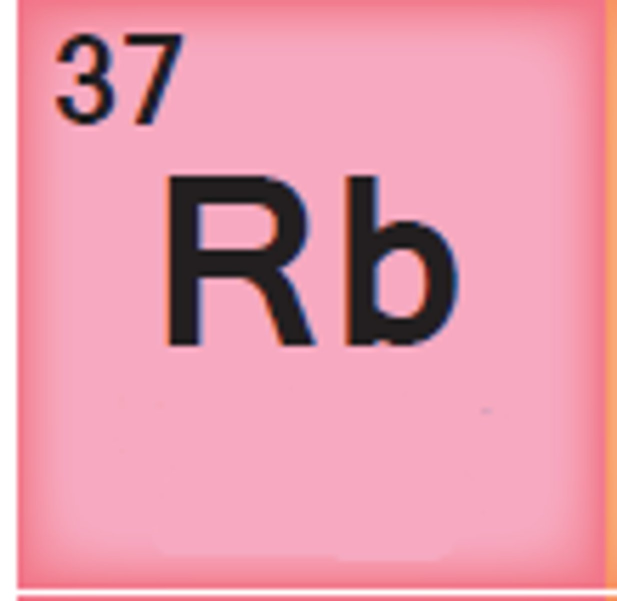 <p>Symbol: Rb<br>Atomic Mass: 85.47<br>Atomic Number: 37</p>