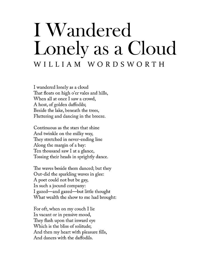 <p>In “I Wandered Lonely as a Cloud” by William Wordsworth, “I wandered lonely as a cloud” is a simile</p>