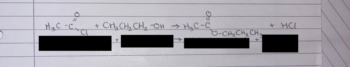 <p>example of making an ester with acyl chloride</p>